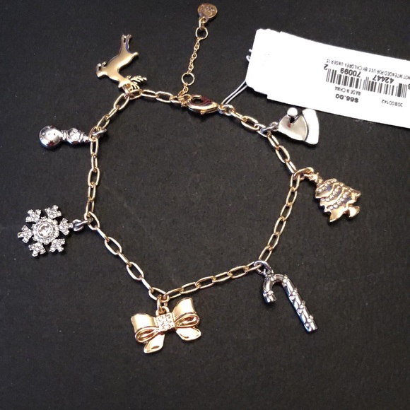 Alex + Ani Shiny Gold Tone Holiday Cheer Multi Charm Bracelet 7 Charms NWT - Picture 11 of 12